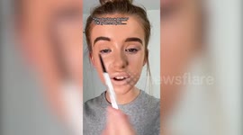 Schoolgirl has taken social media by storm after posting a parody of how British women do their make-up - which has been viewed nine MILLION times