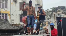 Aragalaya band at protest march against oppression in Colombo, Sri Lanka