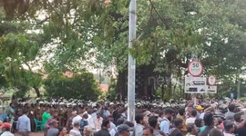 Police presence at march against state oppression in Colombo, Sri Lanka.