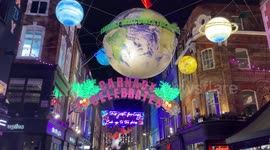 The iconic Christmas installation on Carnaby Street in London
