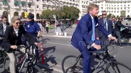 Dutch royals King Willem-Alexander and Queen Maxima go for cycling in Greece