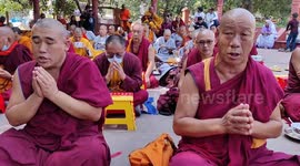 The Vietnam Buddhist monks praying for peace for around the world in Bodhgaya