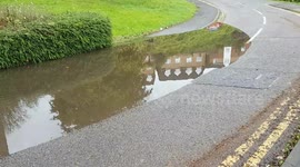 Roads in high wycombe get floaded due to heavy rain falls and stormy weather