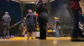 People dressed up for Dia de los Muerto celebrations in Los Angeles, USA