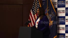 Letitia James addresses supporters at campaign rally in Manhattan