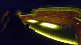 A daredevil broke into Anfield and climbed onto the roof in the dead of night - while recording the whole stunt for his YouTube channel