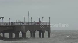 Storm Barney over Boscombe pier Bournemouth