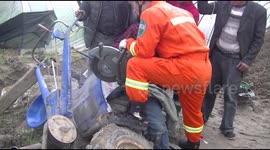 Firefighters save villager's leg trapped in farm cultivator