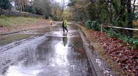 Hazardous driving conditions in Cumbria due to more heavy rain.