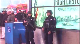 Footage of heavily armed police in Times Square