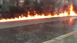 Fire brigade arrive at car fire