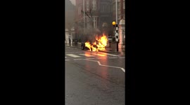 Car on fire outside Royal Maraden, Kings Road, 2 second clip