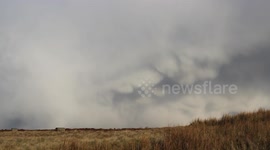 Winter mammatus clouds and snow showers above Northern Ireland