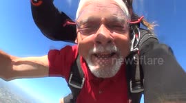 78-year-old man skydives for the first time with grandson