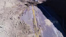 Landslide and Road Destruction Vasquez Canyon, California Aerial Drone V19236