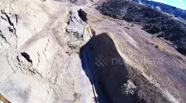 Landslide and Road Destruction Vasquez Canyon, California Aerial Drone V19238