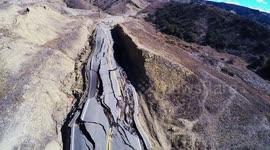 Landslide and Road Destruction Vasquez Canyon, California Aerial Drone V19240