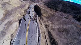 Landslide and Road Destruction Vasquez Canyon, California Aerial Drone V19241