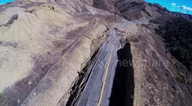 Landslide and Road Destruction Vasquez Canyon, California Aerial Drone V19243