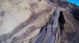 Landslide and Road Destruction Vasquez Canyon, California Aerial Drone V19244