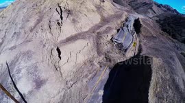 Landslide and Road Destruction Vasquez Canyon, California Aerial Drone V19245