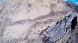 Landslide and Road Destruction Vasquez Canyon, California Aerial Drone V19247