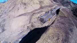 Landslide and Road Destruction Vasquez Canyon, California Aerial Drone V19248