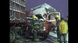 Firefighters save passenger trapped in truck after crash on snowy day