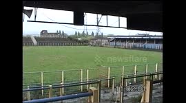 West Stand view at Wimbledon Football Club abandoned stadium