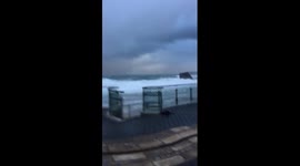 Extreme Weather: Braving storm Abigail outside our beach front home in Portreath Cornwall