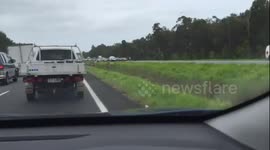 Multicar smash southbound Bruce Highway just after Caloundra exit