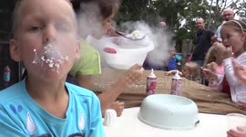 Dad creates best kids' birthday party EVER featuring liquid nitrogen rockets, zipline rides, and inflatable bumper bopping