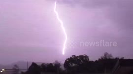 Lightning strikes a TV station antenna