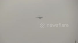 Storm Clodagh - plane landing in strong winds at Leeds Bradford airport 1