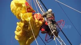 Paraglider hits electricity wires