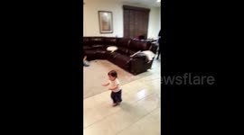 Young girl scares her little sister