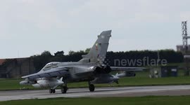 Archive video of RAF Tornado GR4 taking off from air base
