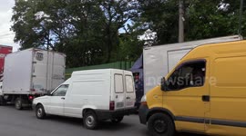Intense traffic at CEAGESP in Sao Paulo, Brazil