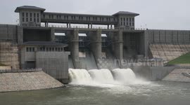 Flood Discharge From Zhuangli Reservoir In Zaozhuang, Shandong, China