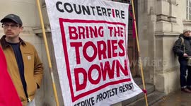 Demonstrators gather in London’s Embankment for massive national anti-austerity protest