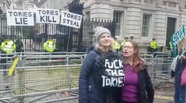 Cost of living protesters chant 'Tories out' as they march past Downing Street