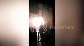 Town's Bonfire featured an effigy of Putin leering over an elderly couple freezing on a sofa