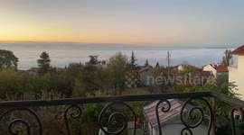 Timelapse of morning mist clouds over the Black Sea