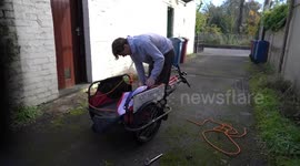 Meet the young entrepreneur who left school with no qualifications but now makes a living doing odd jobs - on his tandem bike