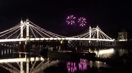 Bonfire Night Fireworks 2022 magic over Chelsea Bridge in London