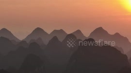 The Mountains Silhouette In Nanning, China