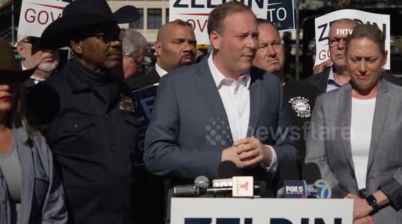 Republican Lee Zeldin speaks at Bronx subway following stabbing
