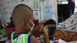 Hardworking schoolboy, 7, works as hairdresser at mum's shop 'to earn his own money for Lego toys'