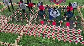 Poppies and crosses planted outside Westminster Abbey ahead of Remembrance Day