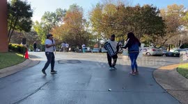 Poll workers provide entertainment for voters who heading to polls in Memphis